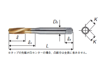 YAMAWA チタンコーティング・高精度 通り穴用スパイラルタップ(AUXSL) 製品図面