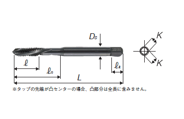 YAMAWA ステンレス鋼・通り穴用スパイラルタップ(SU+SL) 製品図面