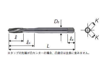 YAMAWA ステンレス鋼・高精度 通り穴用スパイラルタップ(SUXSL) 製品図面
