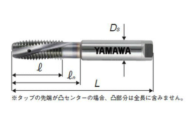 YAMAWA ドライ加工用・通り穴用スパイラルタップ(HDISL)(炭素鋼/合金鋼用) 製品図面