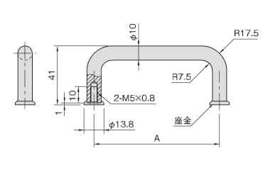 イマオ ラウンドアルミハンドル(RD-1タイプ) 製品図面
