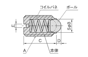 イマオ ボールプランジャー(軽荷重用・スチール製) 製品図面