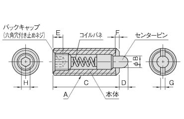 イマオ スプリングプランジャー(重荷重用・樹脂ピン) 製品図面