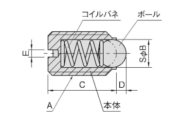 イマオ ボールプランジャー(軽荷重用・SUS製) 製品図面
