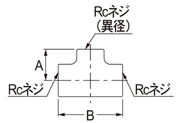 カクダイ 青銅(黄銅) 異径チーズ (クローム)(6126A-●) 製品図面