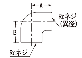カクダイ 異径砲金エルボ (6125-●) 製品図面