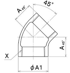 シーケー金属 CK (黒/白)継手 45°エルボ(L) 製品図面