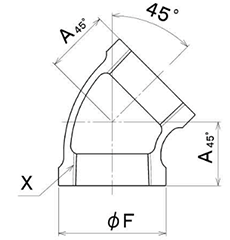 シーケー金属 CK (黒/白/プレシール)継手 45°エルボ(L)(バンド付) 製品図面