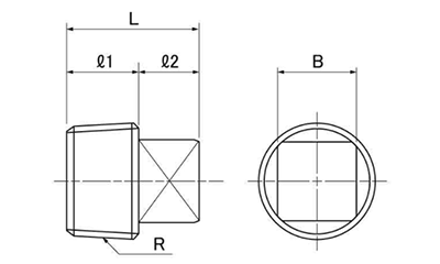 フジトク 高圧継手 四角プラグ(PT) 製品図面