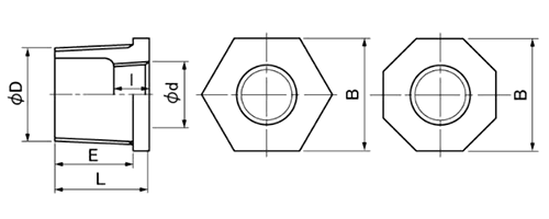 帝国金属 鋼管 (黒/白) ブッシング (BU) 製品図面