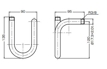 イノック ステンレス ねじ込みメートルパイプU型 (MU) 製品図面
