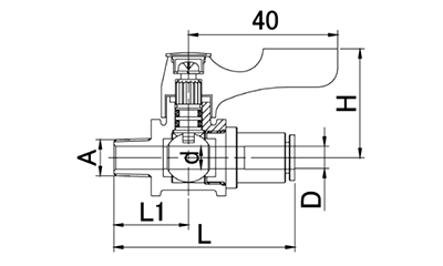 アソー黄銅製 エースボール ストレート型 (ワンタッチ接続型 BC-2000) 製品図面