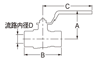 カクダイ 黄銅(本体) ボールバルブ(フルボア) ROHS (651-401-●R) 製品図面