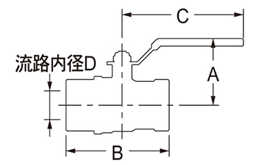 カクダイ 黄銅(本体) ボールバルブ(フルボア) (651-002-●) 製品図面