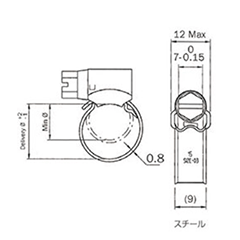 ABAノバ 9mm ホースバンド (オール鉄)(8～20) 製品図面