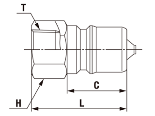 日東工器 SPカプラ TypeA BRASS NBR プラグ (P-A)(おねじ取付用/真鍮製) 製品図面