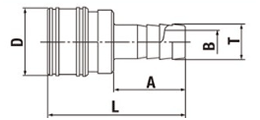 日東工器 TSPカプラ BRASS FKM TSH型 ソケット(ホース取付用/真鍮製) 製品図面