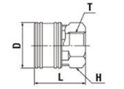 日東工器 TSPカプラ BRASS NBR TSF型 ソケット(おねじ取付用/真鍮製) 製品図面