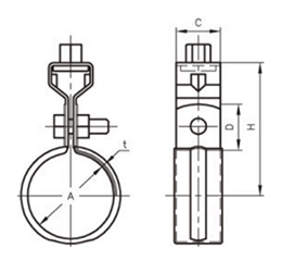 A10151 アカギ ステンデップCU吊タン付(建築用・給水給湯用銅管/被膜色ブラック)(バンドSUS/吊用タン鉄) 製品図面