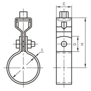 A10227 アカギ ステンSP吊タン付(スパイラルダクト管用バンド) 製品図面
