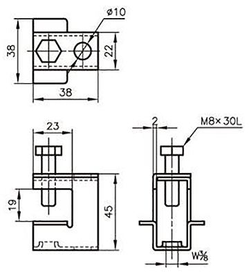 A10258 エイムS型(吊ボルト用) 製品図面