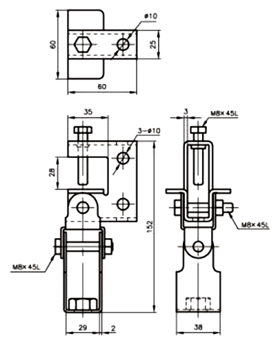 A10263 ステン エイムF型(吊ボルト用) 製品図面