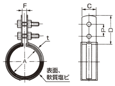 A10328 デップCU立バンド(銅管用) 製品図面