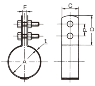 A10334 組式鋳鉄用立バンド(排水鋳鉄管用蝶番式バンド) 製品図面
