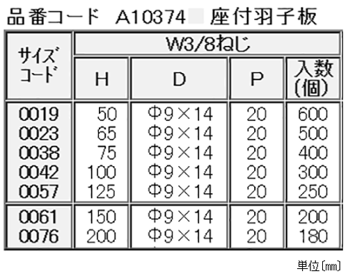 A10374 座付羽子板(立バンド用取付足) 製品規格