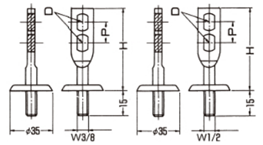 A10402 アカギ どぶめっき座付羽子板 (立バンド用のねじ込み式取付足)(電気亜鉛めっき仕上げ) 製品図面
