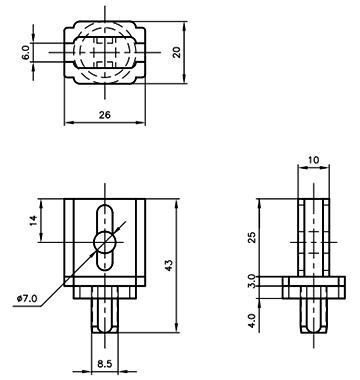 A10488 ジョイント(小)(ホワイト)(PPバンド用接続部品) 製品図面