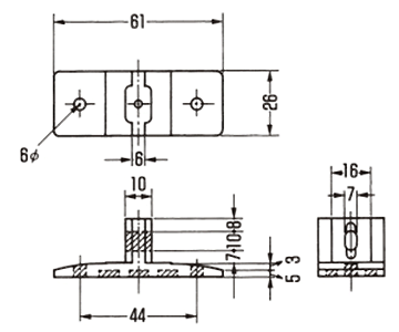 A10508 PPバンド用T足(グレー)(浮き上がり配管用取付足) 製品図面