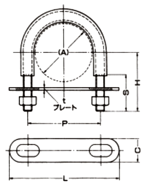A10603 デップUボルト(SG) (電気絶縁用) 製品図面