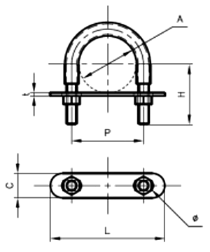 A10605 デップUボルト(CU) (銅管用) 製品図面