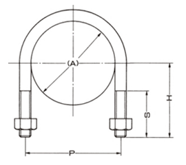 A10623 アカギ ステンCL用Uボルト (外面被覆鋼管用のUボルト)(SUS304) 製品図面
