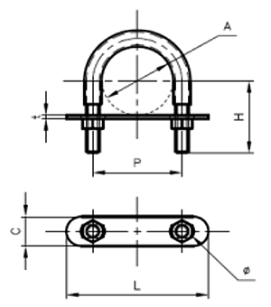 A10626 デップステンUボルト(CU)(銅管用) 製品図面