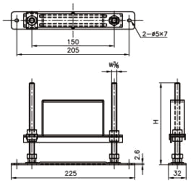 A16426 スライド金具カクバリ(ストッパー付)(排水ヘッダー、排水管支持) 製品図面