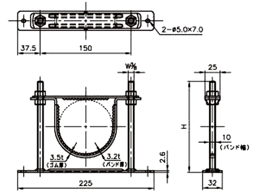 A17635 排水ヘッダー用支持金具(排水ヘッダー、排水管支持) 製品図面
