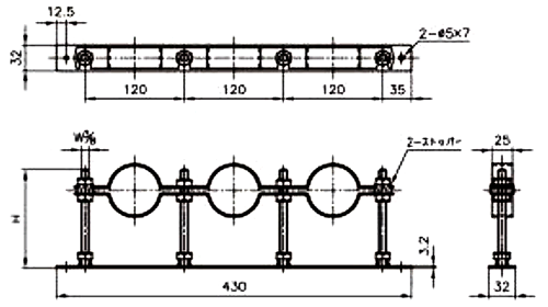 A17639 三連フロアーバンド(排水ヘッダー、排水管支持) 製品図面