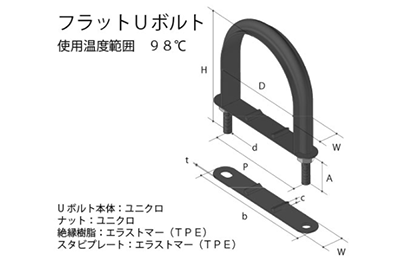 鉄 ユニクロ フラットUボルト (VP管用)(VP10340) (TPE)(AWJ品) 製品図面