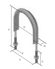 ステンレス フラットUボルト SU管 (屋外用(足長+30)(SU10354)(AWJ品) 製品図面