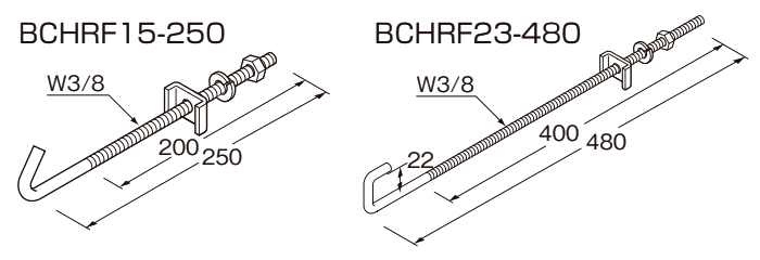 ビューティークランプ 吊補強金具 (フリータイプ)(BCHRF) 製品図面