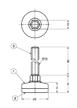 鋼 アジャスターTN-S型 (底部・PP樹脂) 製品図面