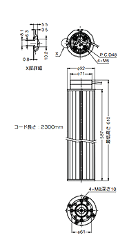 アルミ 電動昇降装置 スリムリフトSL-1-460-S スリムタイプ 製品図面