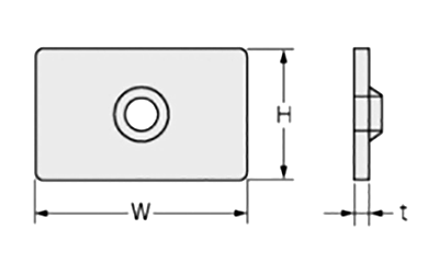 鉄 角ナット NS-3C (長方形ナット)(カメダデンキ) 製品図面