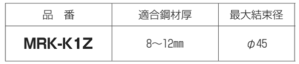 未来工業 ミラクリップ(H・L形鋼用)(ケーブル等取付) 製品規格
