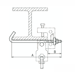 ネグロス電工 HB吊り金具用補強金具M8 (H形鋼用)(空調用)(フックボルト/Z-HBRH) 製品図面