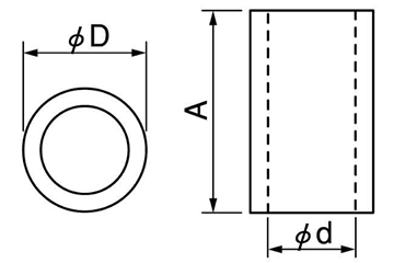 (ROHS対応)鉄(鋼板)スペーサー(金環)パイプ形状品(篠原電機) 製品図面