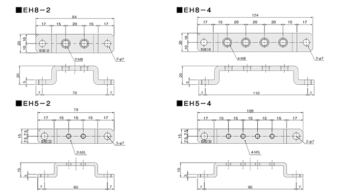 銅 篠原電機 アース端子 (EH型)(ネジ止めタイプ) 製品図面