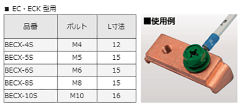 黄銅 六角頭(+)グリーンボルト座金組込み3点タイプ (EC・ECK型用/BECX)(頭部グリーン)(RoHS品)(篠原電機) 製品規格